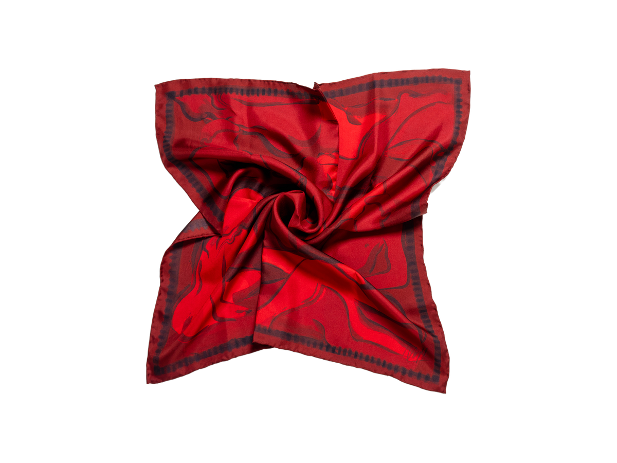 Foulard en soie imprimé rouge