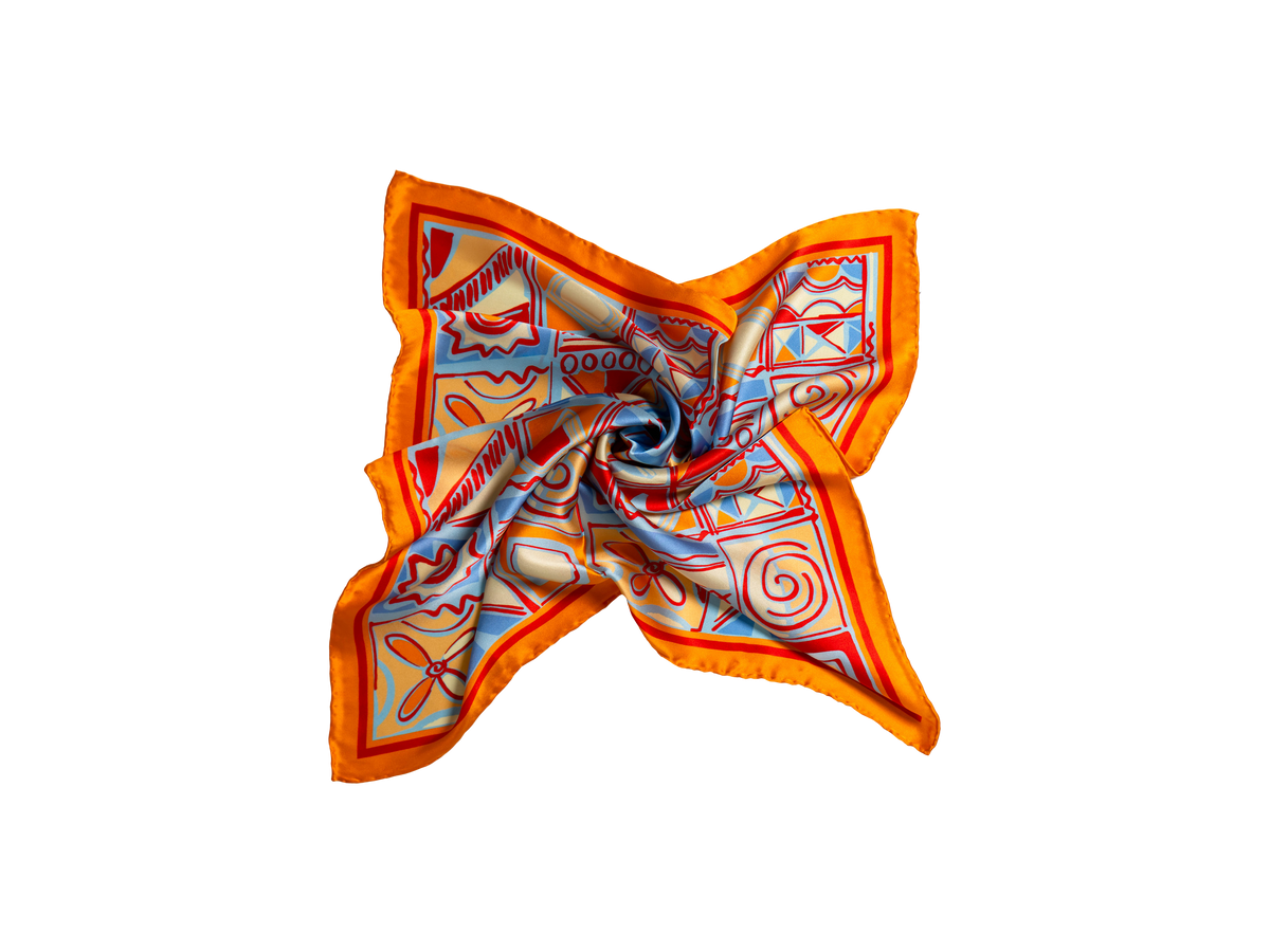 Foulard en soie imprimé orange