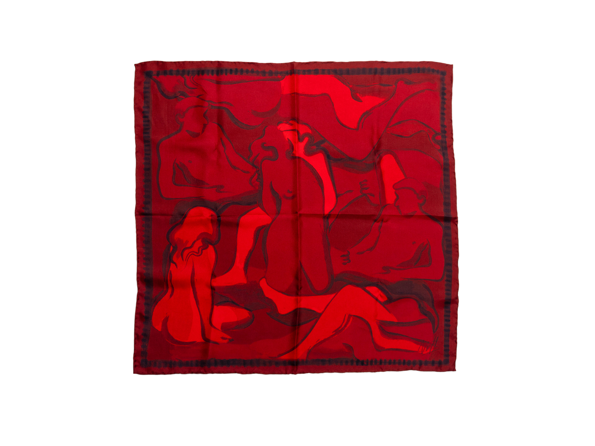 Foulard en soie imprimé rouge