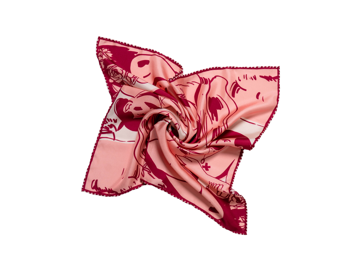 Foulard en soie à motifs rose