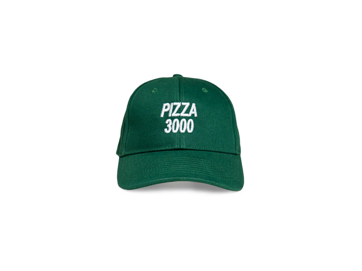 Casquette verte brodée Pizza 3000