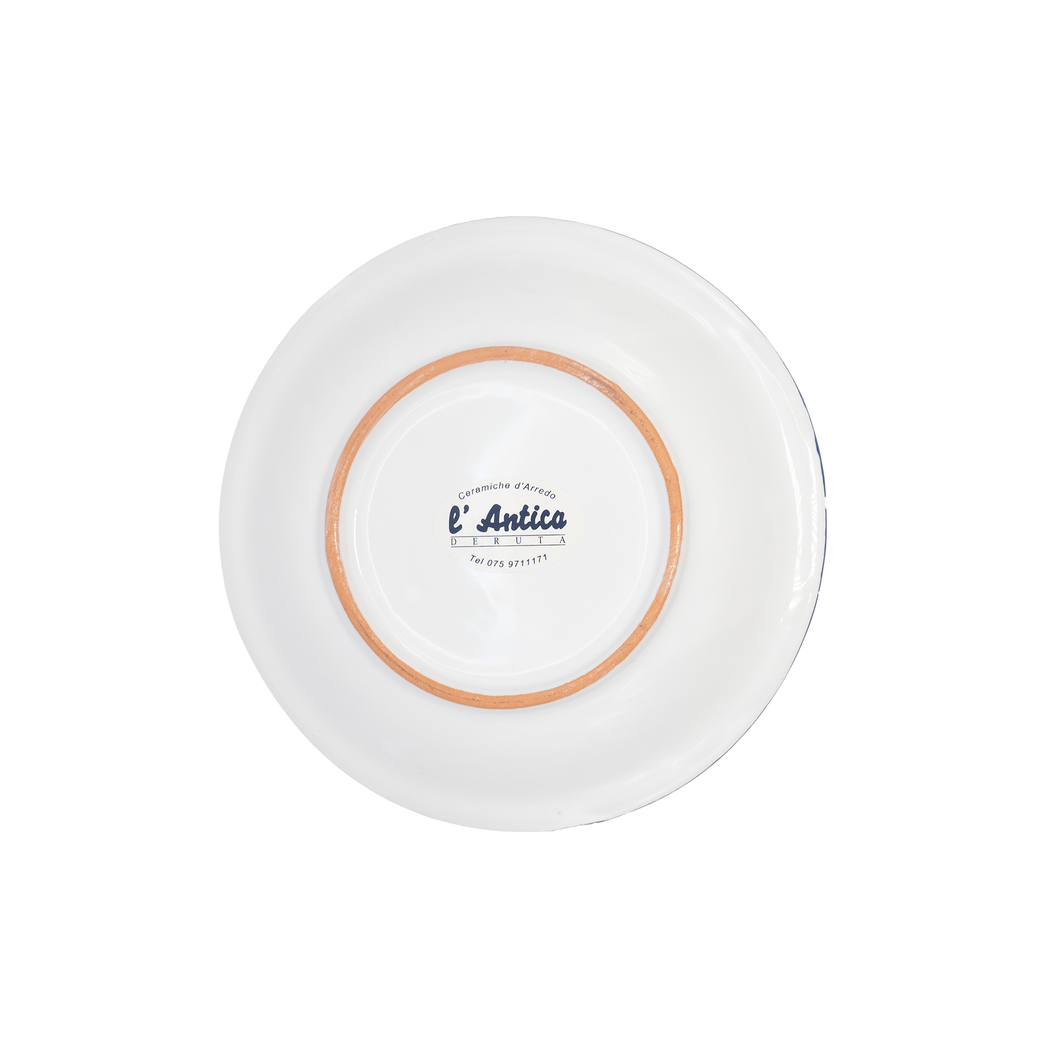 Fogli bianchi e blu plate Antica Deruta 20 cm