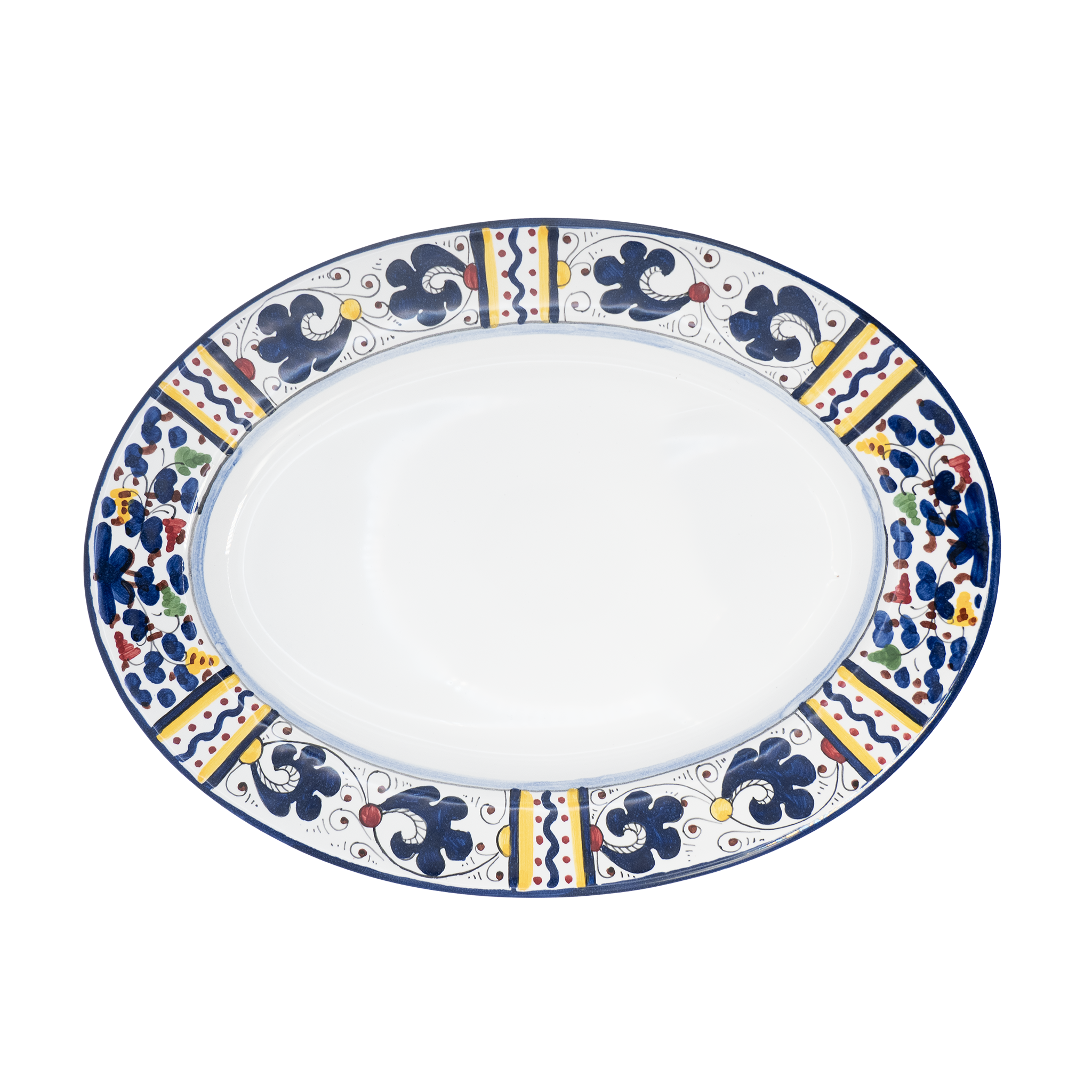 Large oval blue rooster platter Fima