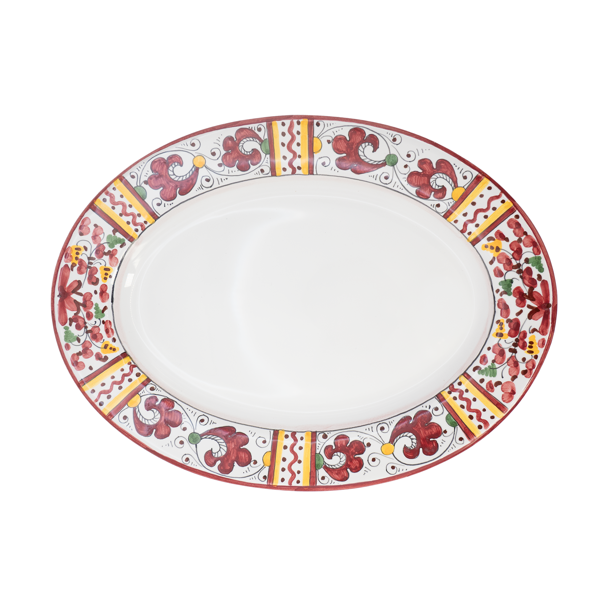 Large oval red rooster platter Fima