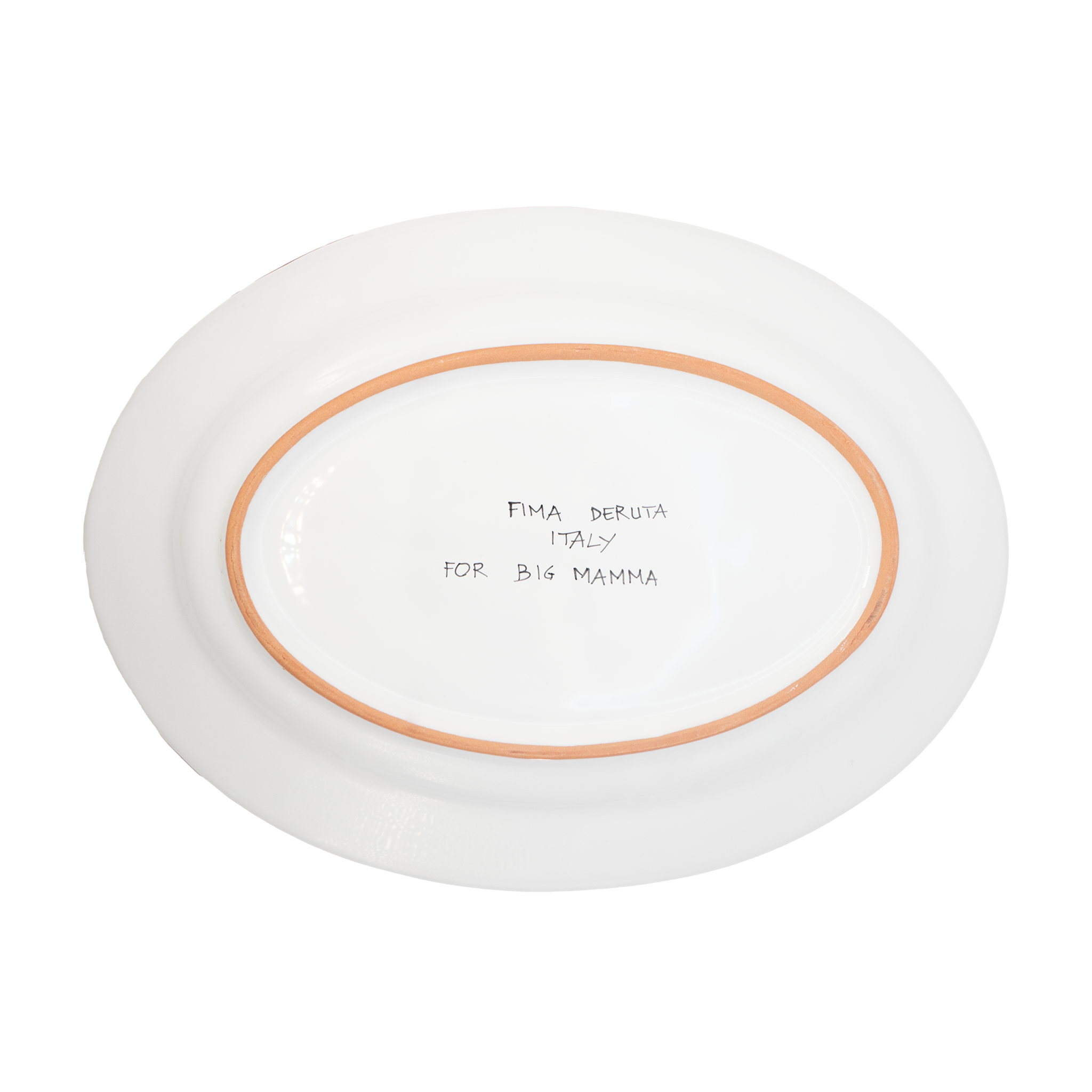 Large oval red rooster platter Fima